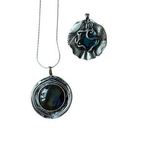 Shablool Diade 925 Sterling Silver/Turquoise w/1-Chain & 2 Pentants from Israel